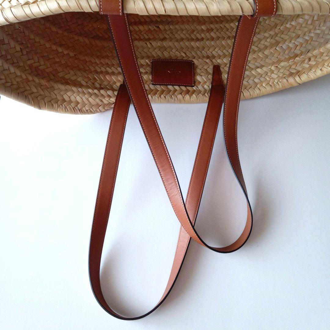 セリーヌ　カゴバッグ　ミディアム　ブラウン　トリオンフ(レザーのロゴパッチ)