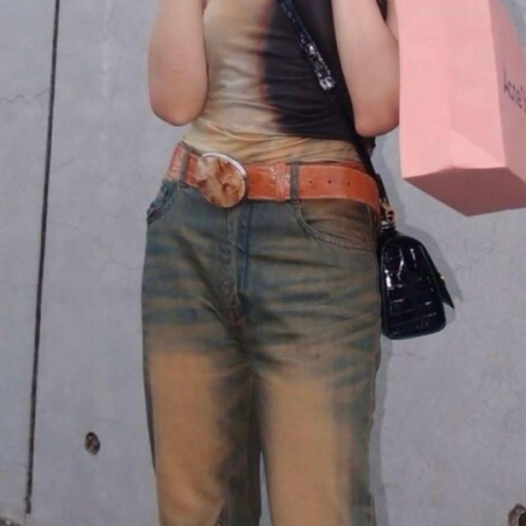 acne studios コニャックブラウン カメオバックル レザー　ベルト