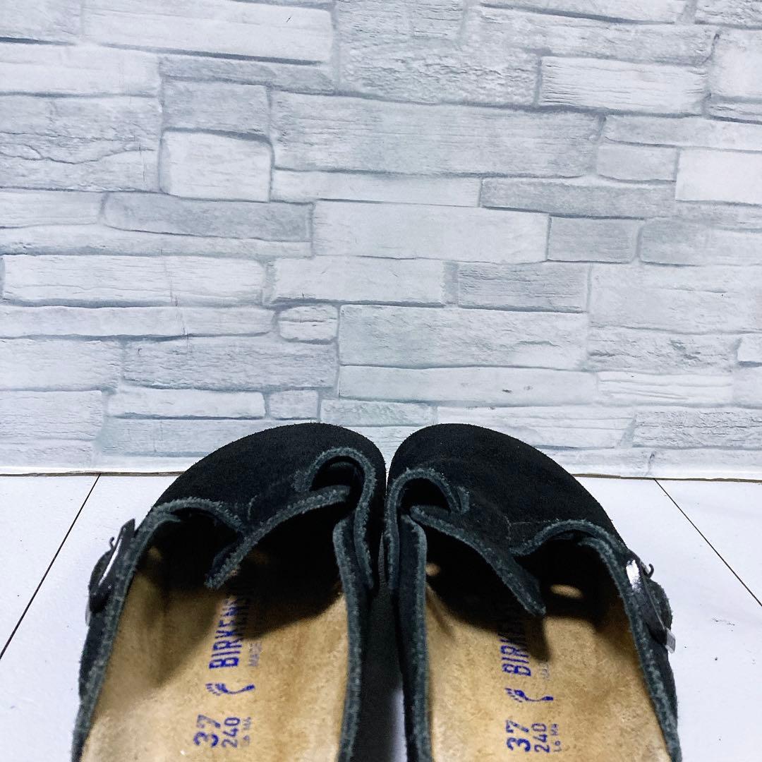 ビルケンシュトック ボストン サボサンダル 24 スエード ソフトヘッド 黒