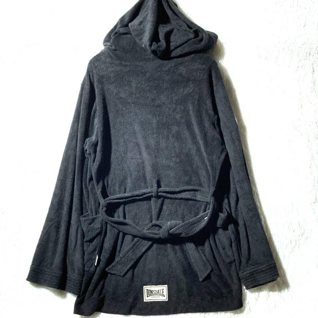 LONSDALE★ボクシングガウン バスローブ ワッペン パイル系タオル 黒 M