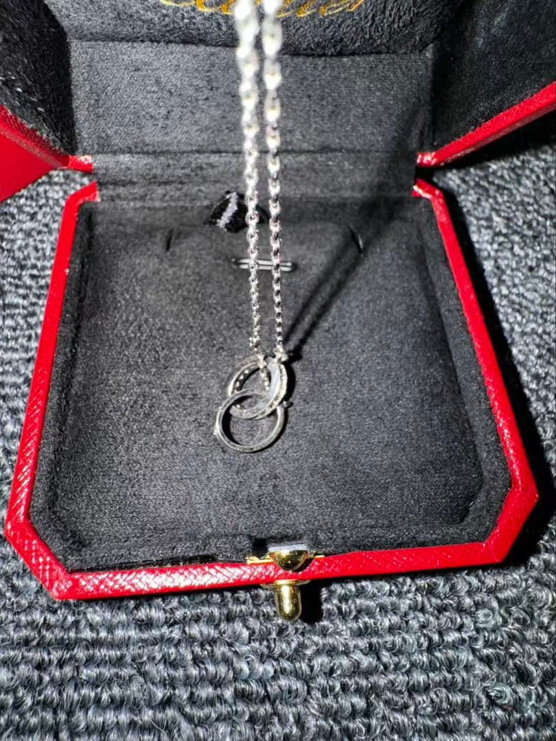 こころ様カルティエ 定番ダブルリングネックレス