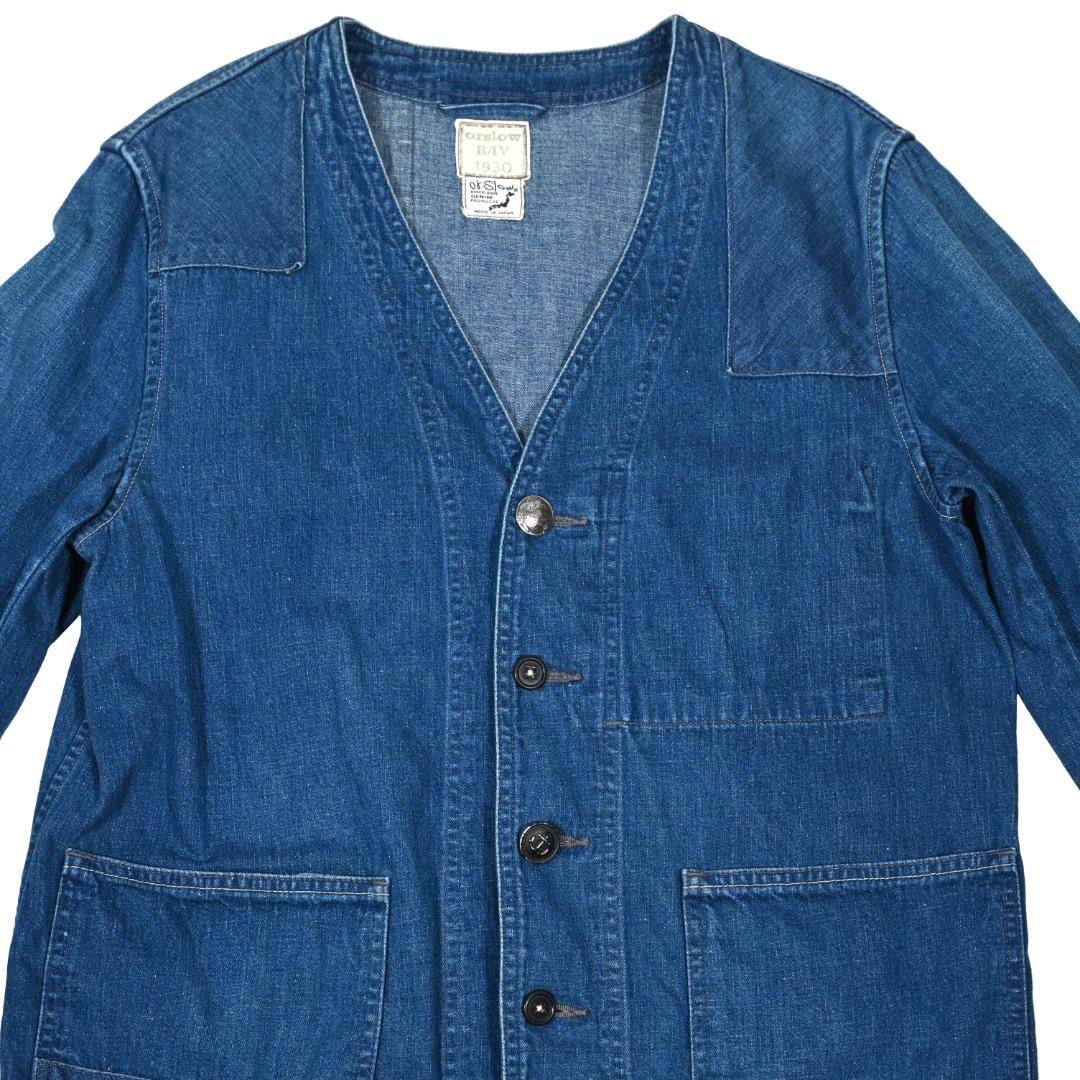 オアスロウ　エンジニアジャケット　ノーカラー　デニム　コンチョ　Sサイズ