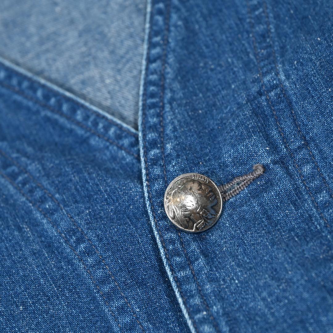 オアスロウ　エンジニアジャケット　ノーカラー　デニム　コンチョ　Sサイズ