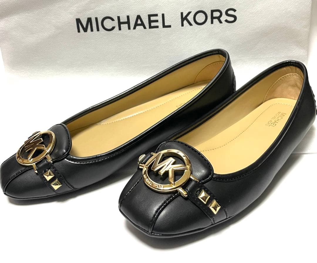 MICHAEL KORS 黒 レザー フラットシューズ モカシン