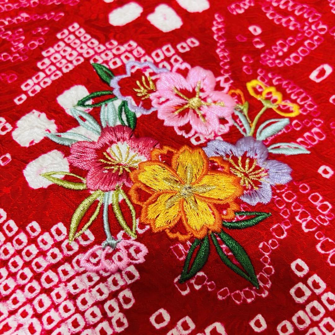 専用 【新品未使用】豪華総絞り 総刺繍 正絹 お宮参り 産着 長襦袢付 赤