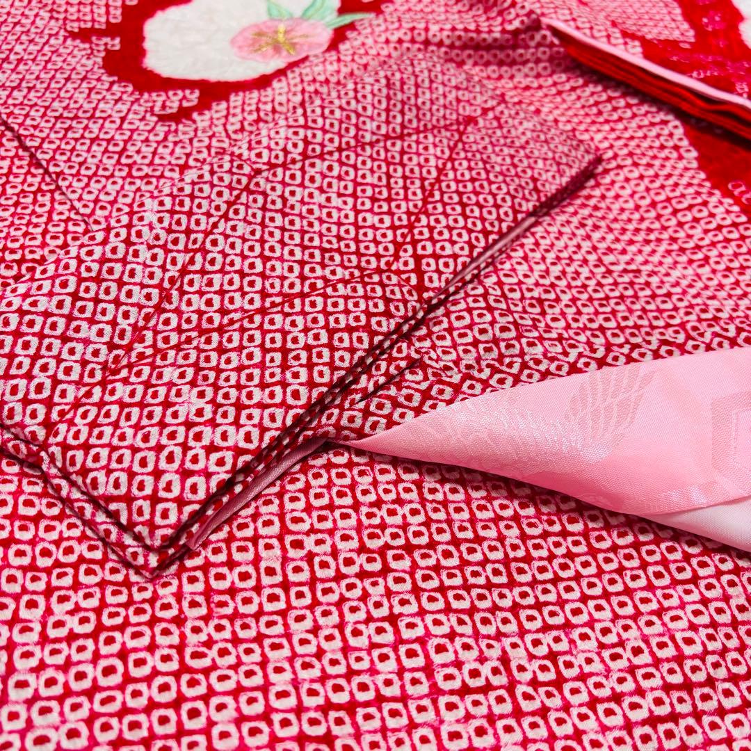 専用 【新品未使用】豪華総絞り 総刺繍 正絹 お宮参り 産着 長襦袢付 赤