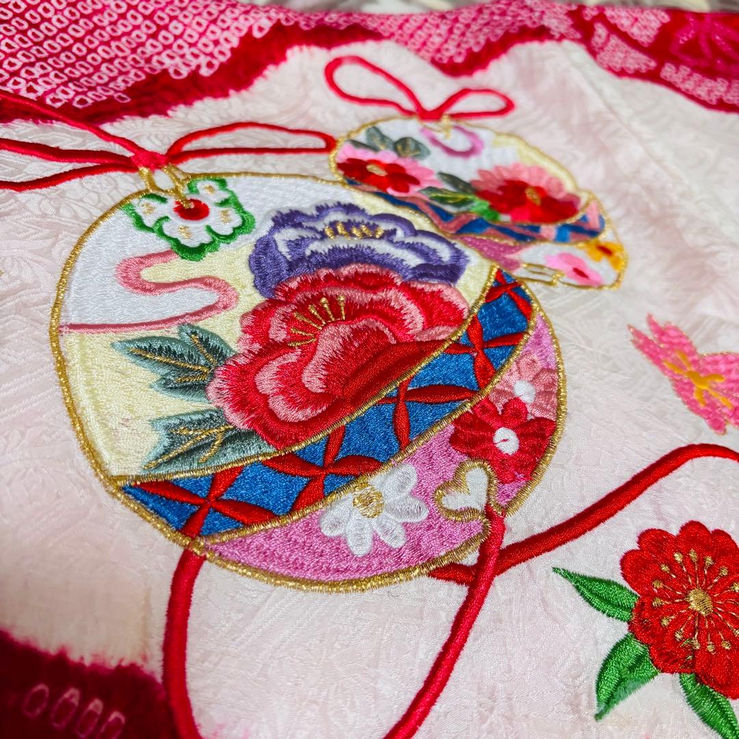 専用 【新品未使用】豪華総絞り 総刺繍 正絹 お宮参り 産着 長襦袢付 赤