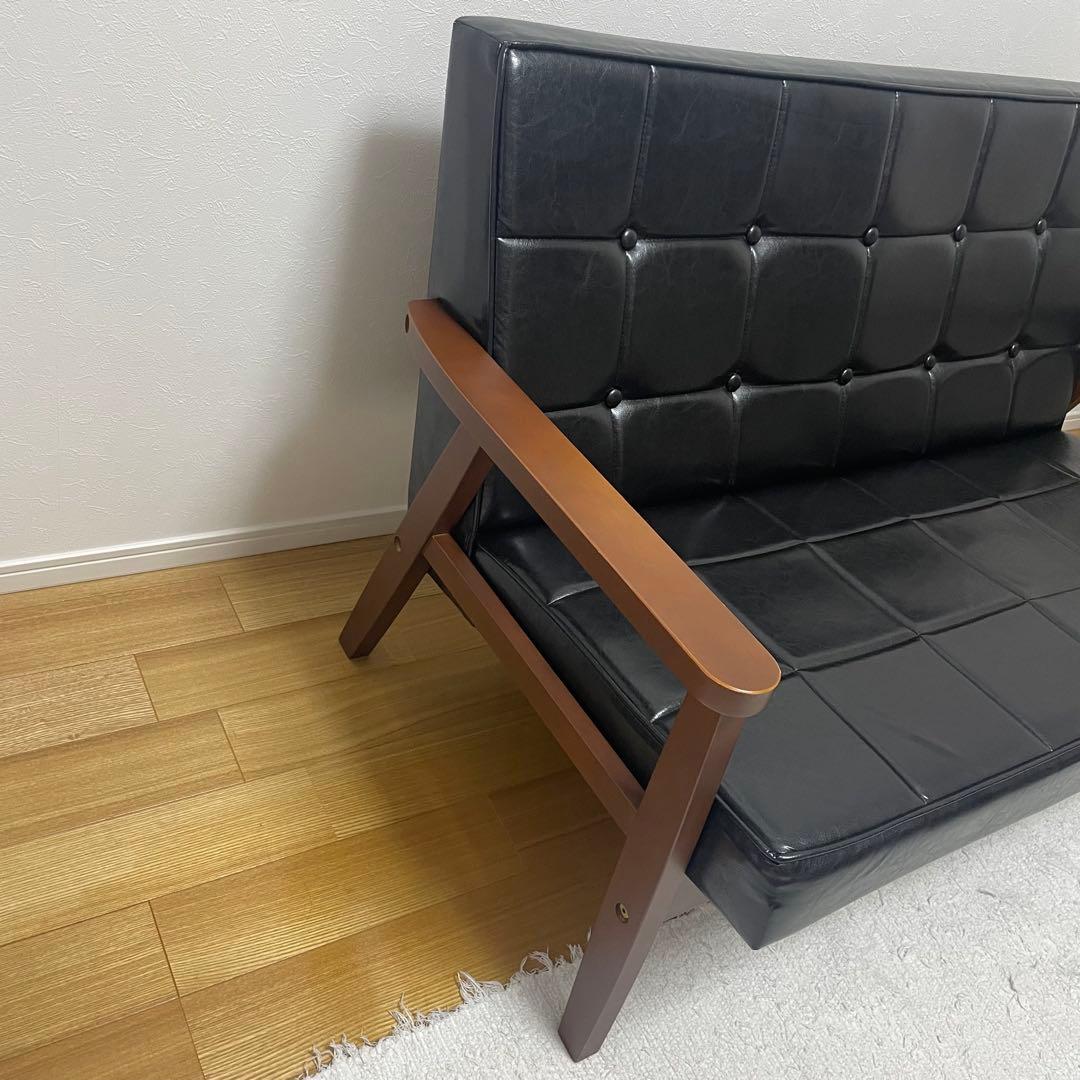 送料無料【合成皮革 2人掛けソファー】肘掛け付き