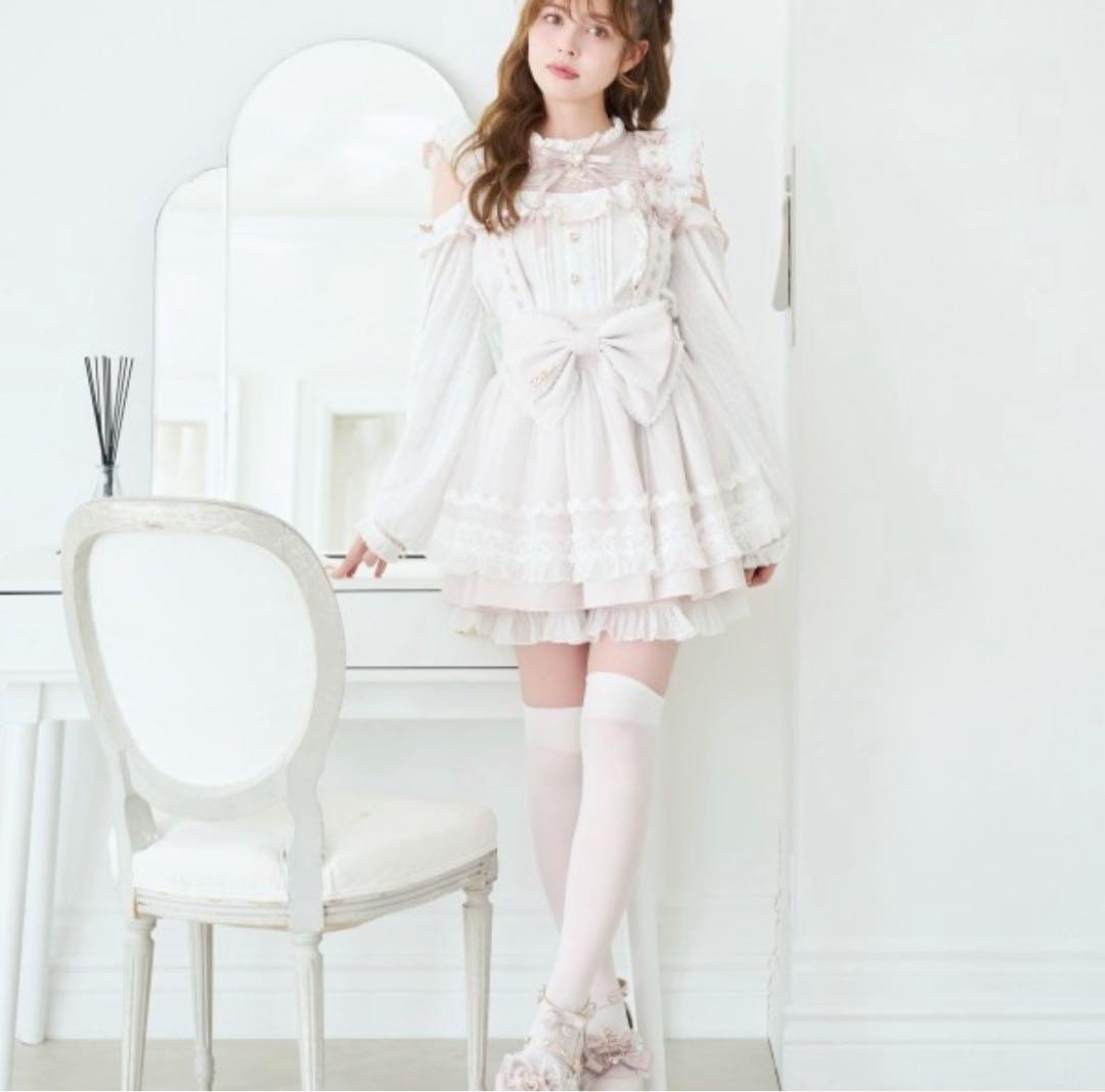 LIZLISA メイドライクサスペンダー付スカート ピンク