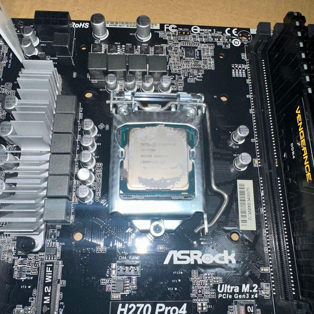ASRock H270 Pro4 Corei7-7700 DDR4 8GBx2枚