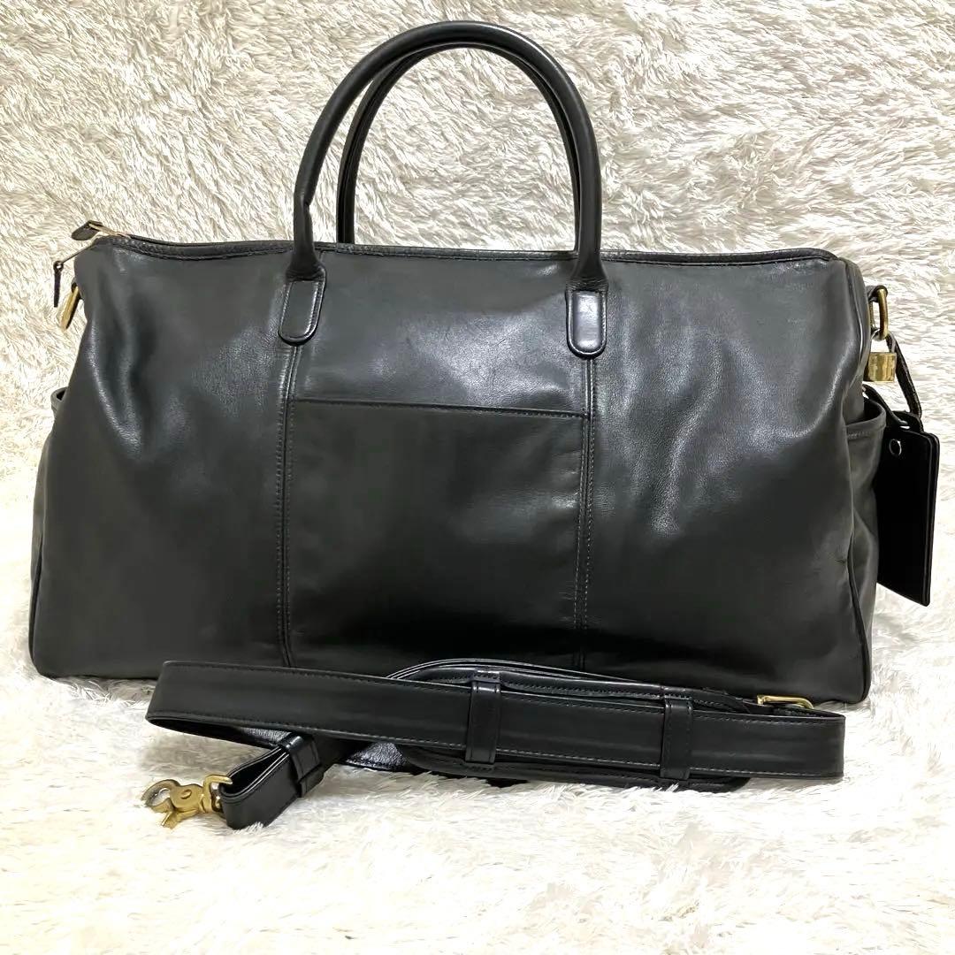 美品✨オールドコーチ USA製 ボストンバッグ レザー ブラック 2way