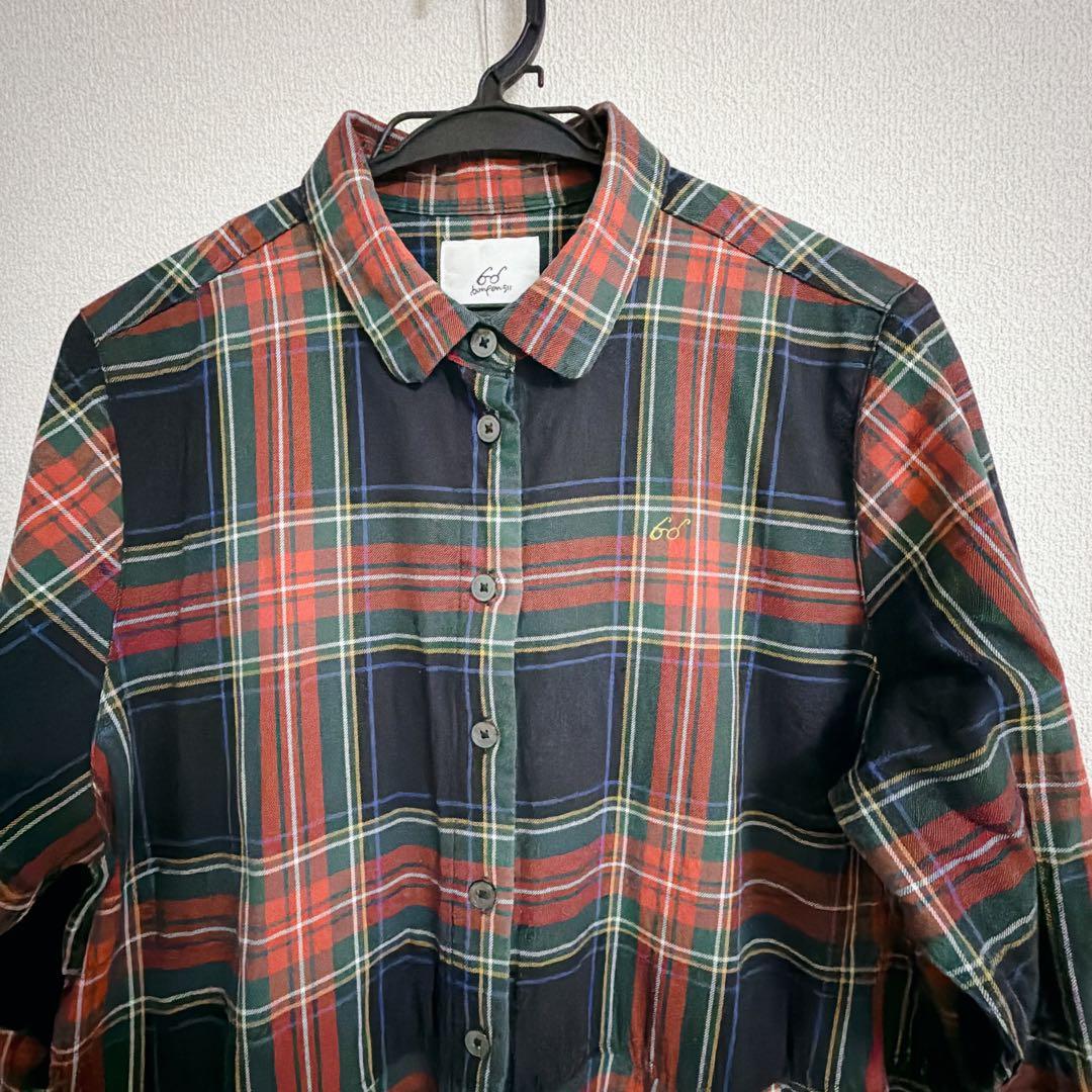 ワンピース ロング タータンチェック 赤 bonpon　フェリシモ pon LL