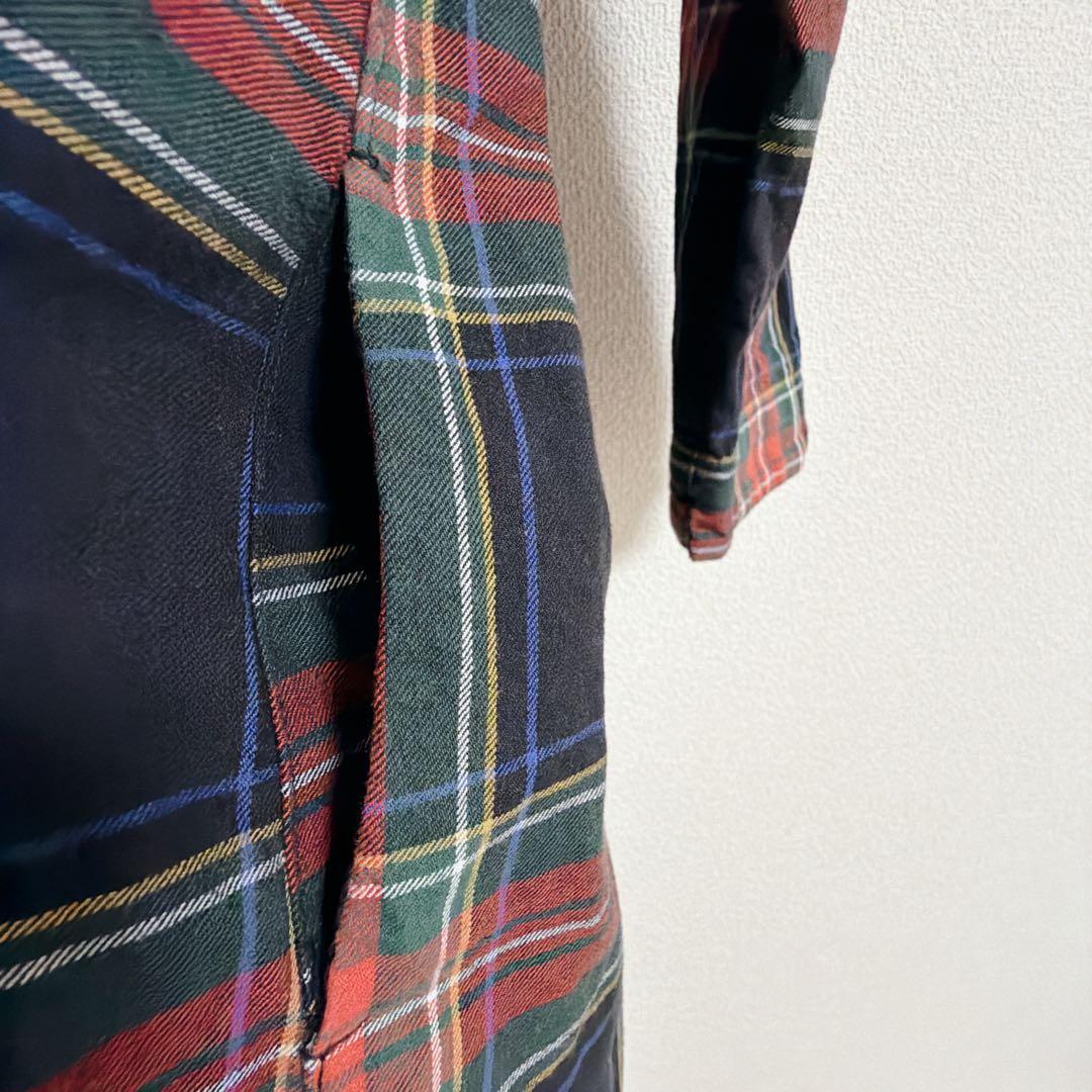 ワンピース ロング タータンチェック 赤 bonpon　フェリシモ pon LL