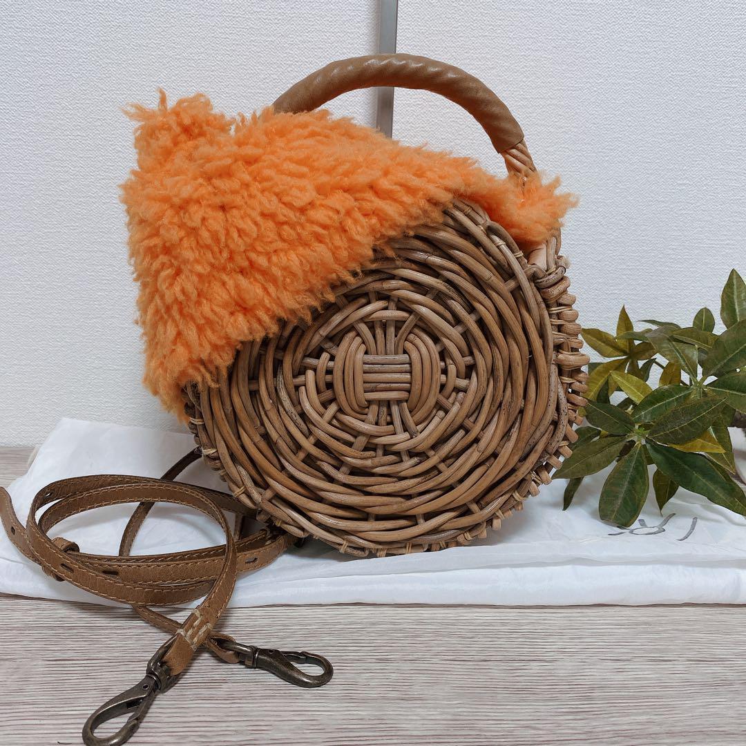 美品　エバゴス 2WAY ハンドバッグ ショルダーバッグ ストロー かごバッグ