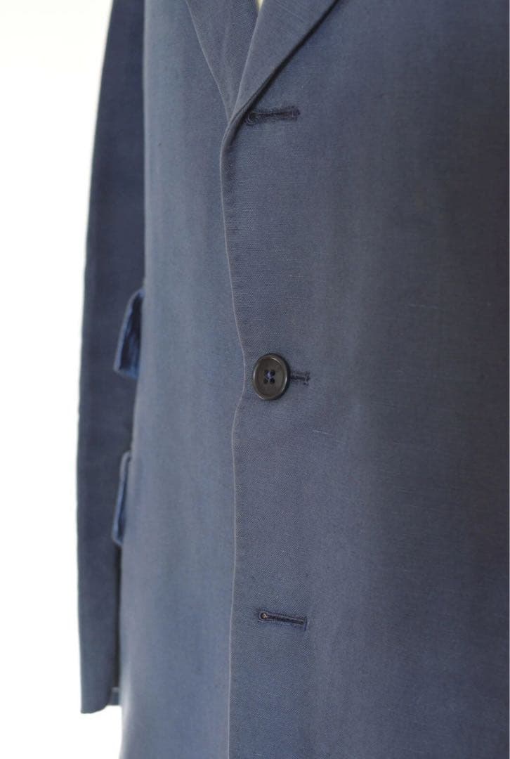 アルニス 高級スーツ 54 EU ネイビー コットンリネン混 フランス製