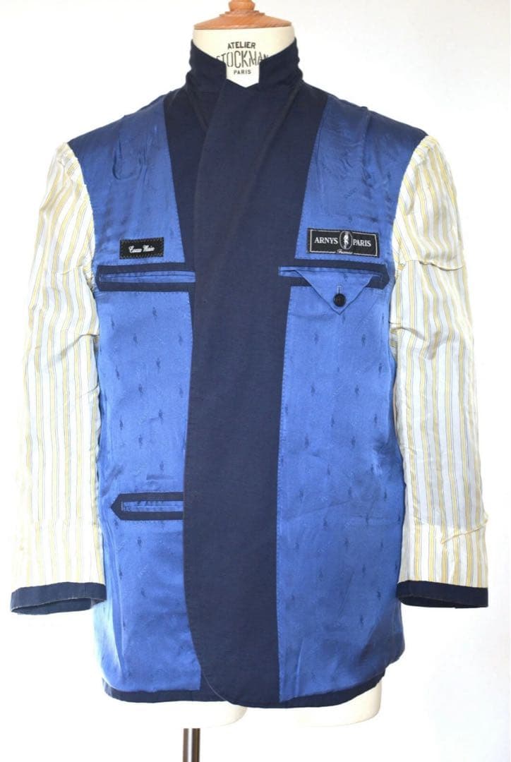 アルニス 高級スーツ 54 EU ネイビー コットンリネン混 フランス製