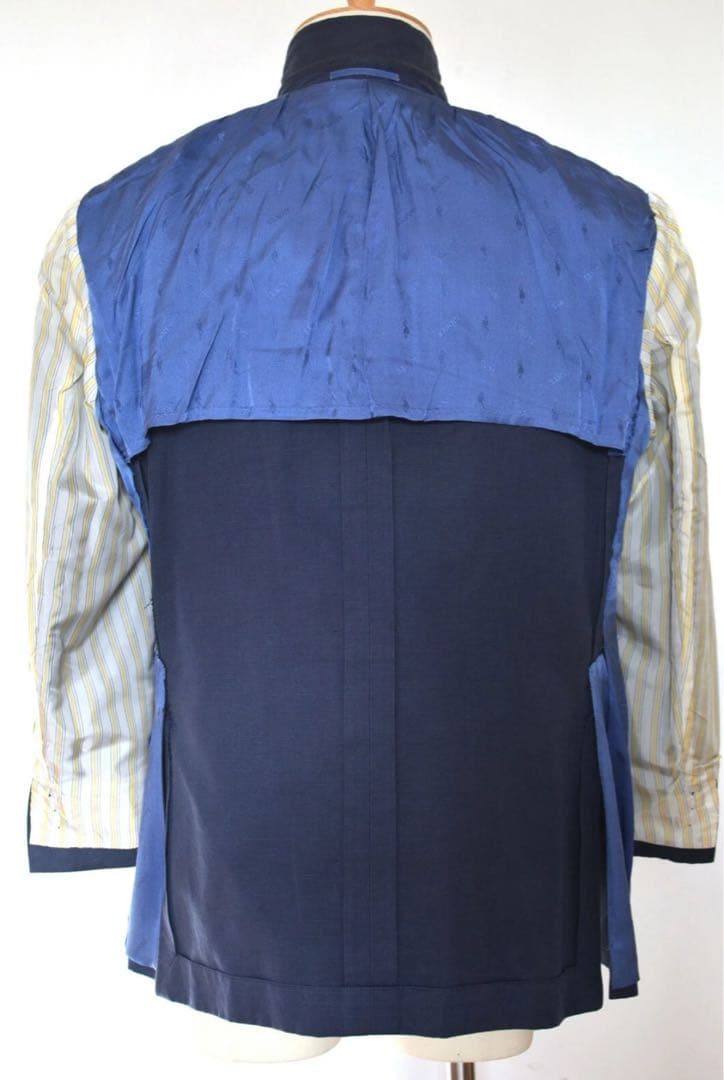 アルニス 高級スーツ 54 EU ネイビー コットンリネン混 フランス製