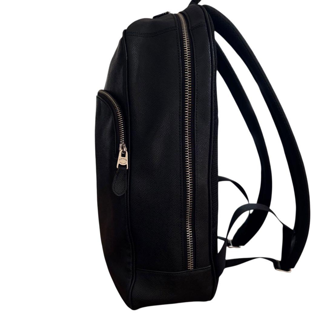 美品✨COACH コーチ レザーリュック 黒 シボ革　A4収納可 バッグパック