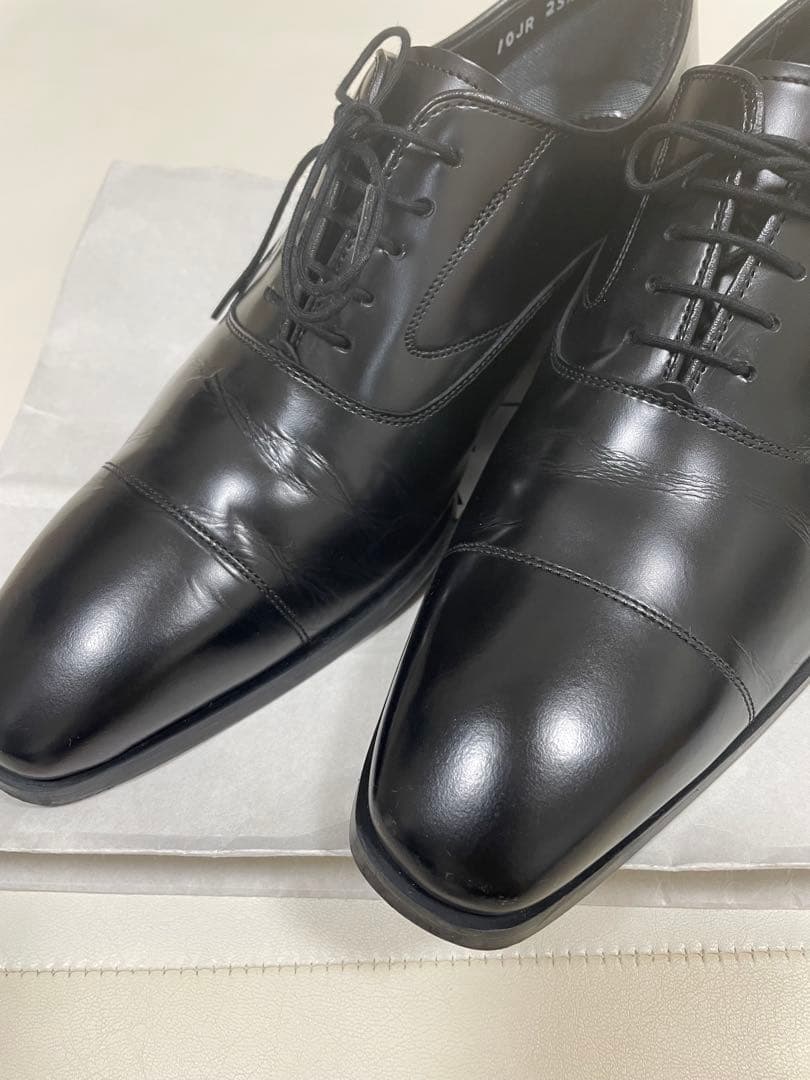 ブラック レザー ストレートチップ ビジネスシューズ