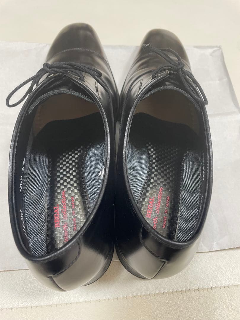 ブラック レザー ストレートチップ ビジネスシューズ