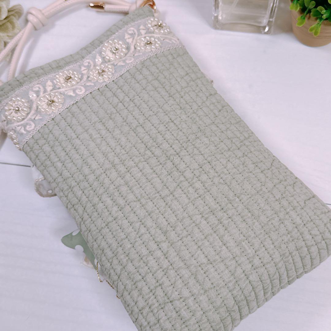 ゆ*ら様 コヤンイサムチョン♡ルミちゃんのインド刺繍×若草ヌビスマホショルダー♡