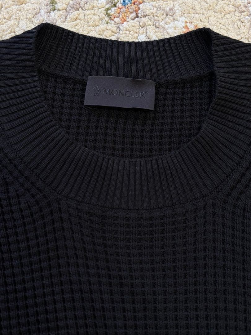 MONCLER トリコロール ワッフル サーマル コットン ニット セーター L