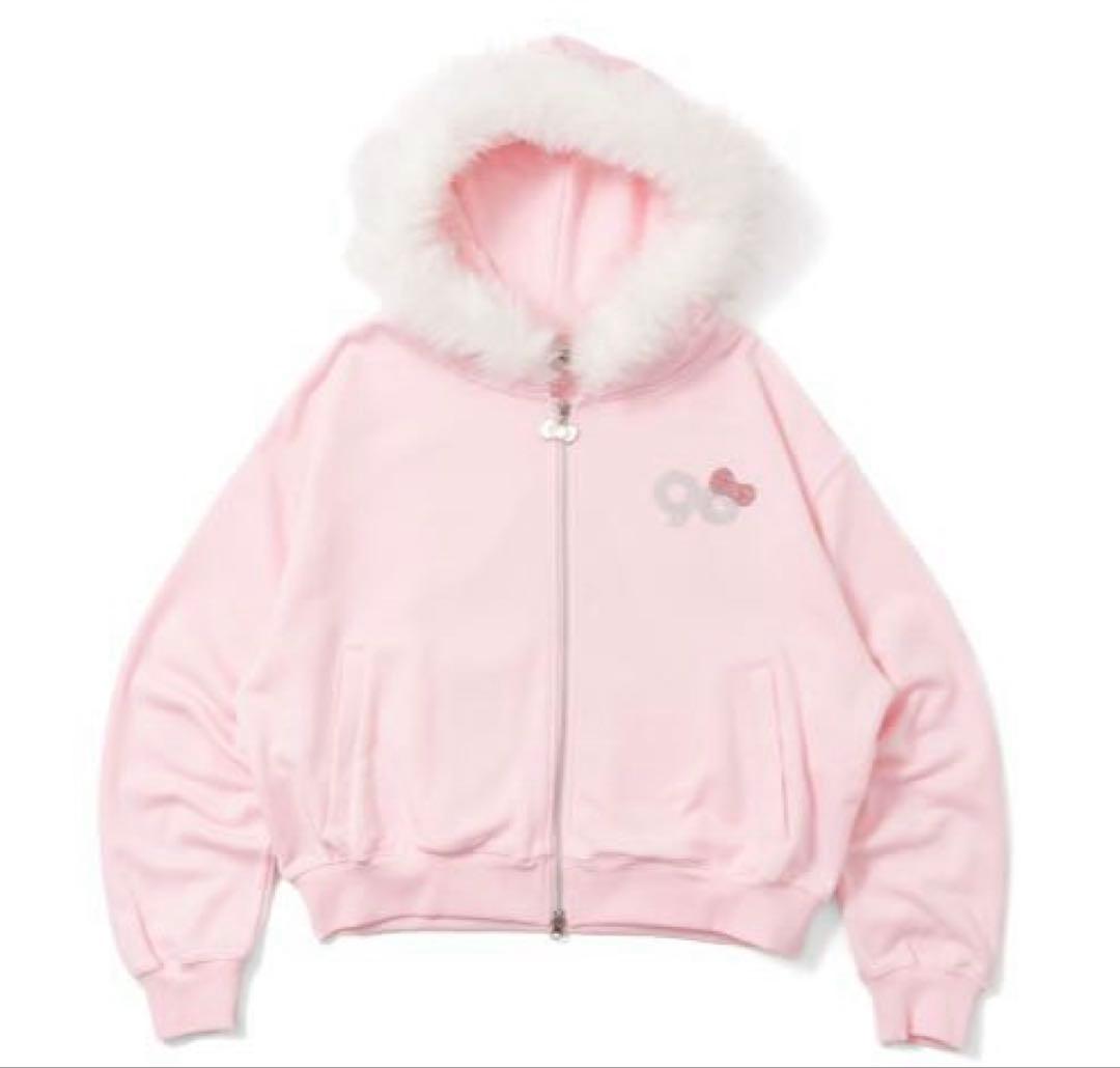トップス HELLO KITTY 90 Logo Fur Zip Hoodie