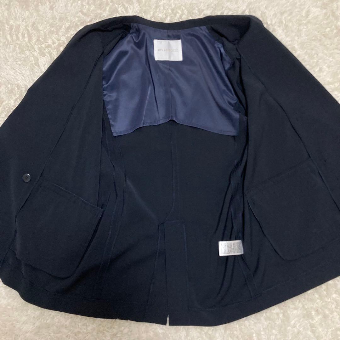 リヴドロワ ストレッチツイルテーラードジャケット ネイビー
