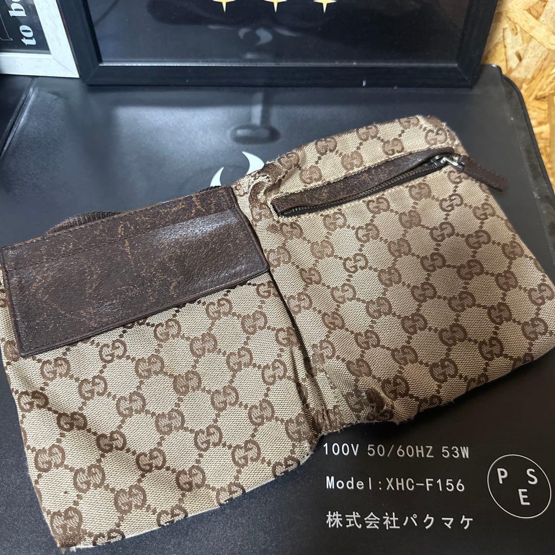 グッチ ボディバッグ GG柄 ジャガード キャンバス レザー ベージュ