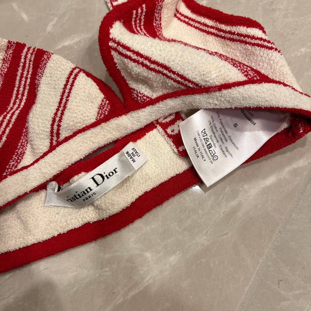 Dior 水着　タオル地　赤　ボーダー　セットアップ