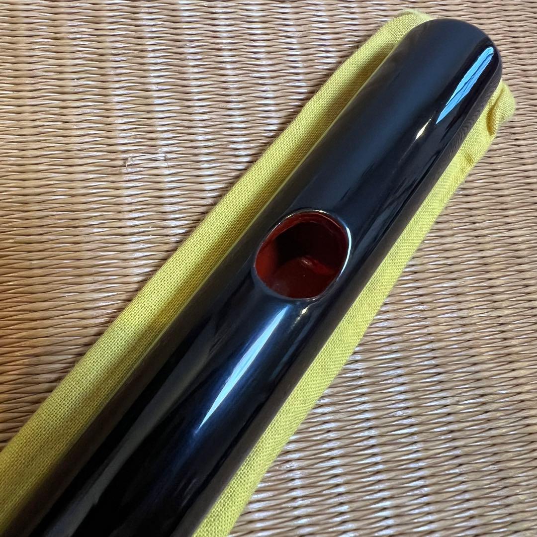 ※本日価格　篠笛丸山 8本調子 唄用（ドレミ調）黒漆塗 専用笛袋付