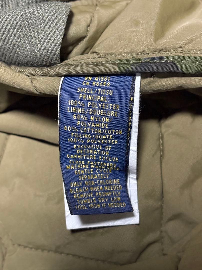 美品 ポロラルフローレン ミリタリー サンプリングジャケット 中綿 斜めポケット