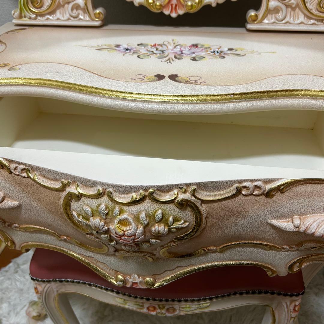 アンティーク ロココ ドレッサー 北欧風 鏡 化粧台 鏡台 ヴィンテージ 宮廷風