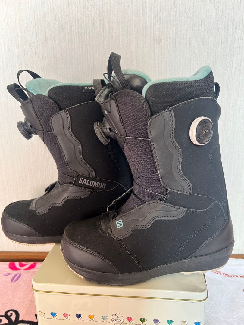 SALOMON スノーボードブーツ ボア　24.5cm ブラック/ミント