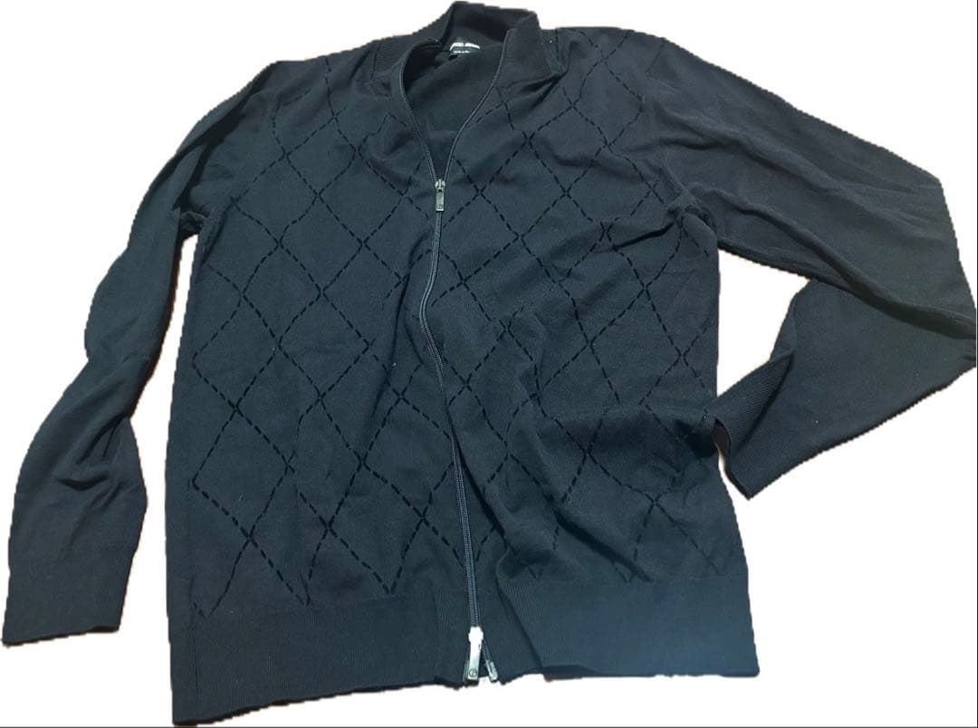 Giorgio Armani ネイビー ジップアップセーター 54