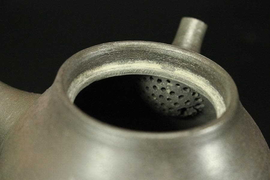 笠間焼 名工 黒田隆 作 特級 急須 焼締 横手 未使用(A455)