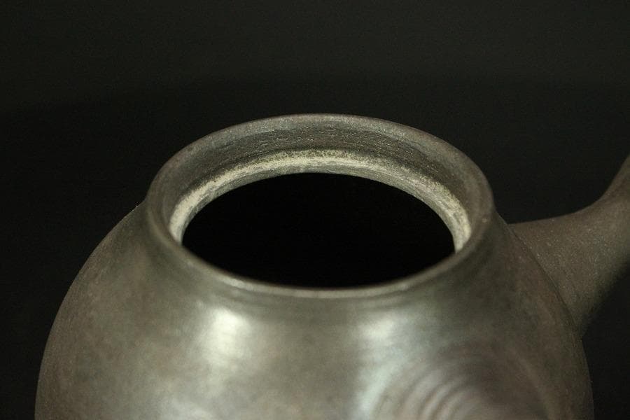 笠間焼 名工 黒田隆 作 特級 急須 焼締 横手 未使用(A455)