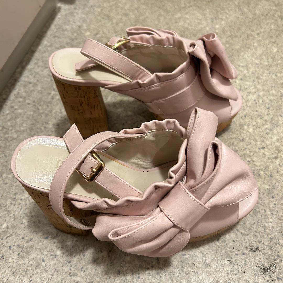 LIZ LISA 2WAYリボンサンダル 厚底 ピンク M