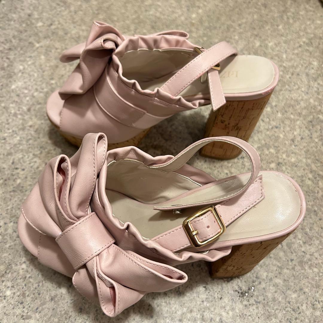 LIZ LISA 2WAYリボンサンダル 厚底 ピンク M