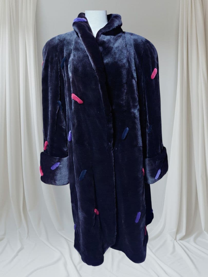 美品！高級 シェアードミンク セミロングコート モチーフ付き Fサイズ 送料無料