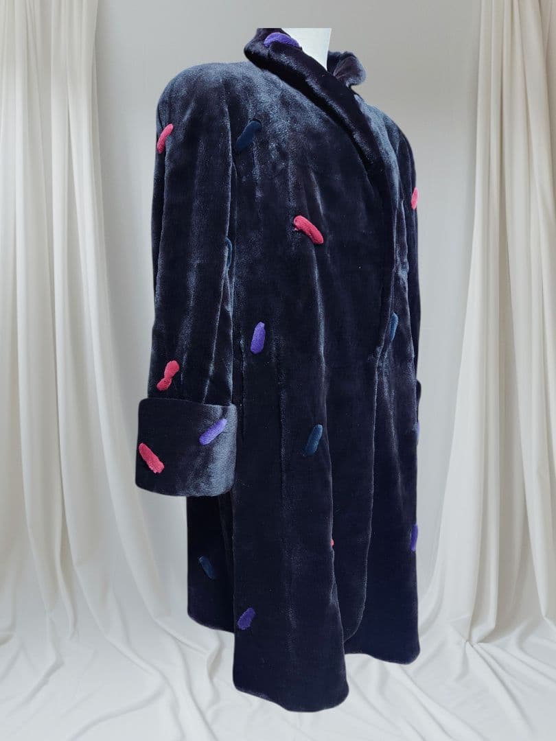 美品！高級 シェアードミンク セミロングコート モチーフ付き Fサイズ 送料無料