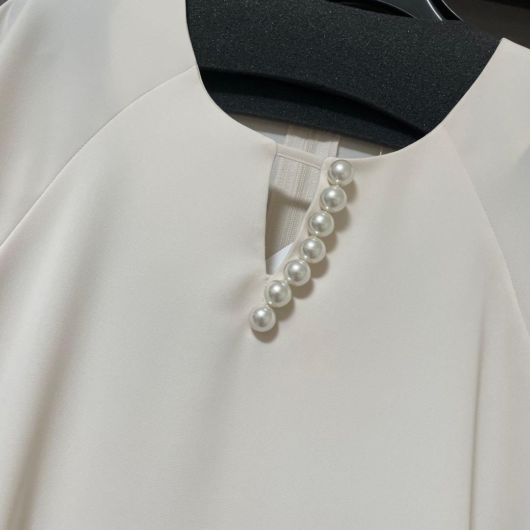 新品　ローズティアラ　パール　リボン　ペプラム　チュニック　46