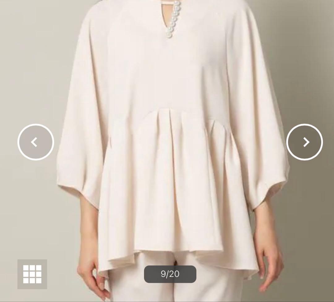 新品　ローズティアラ　パール　リボン　ペプラム　チュニック　46