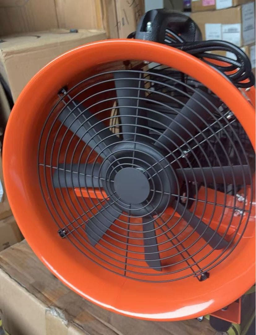 新品口径300業務用扇風機 オレンジ ダクトホース5m付き