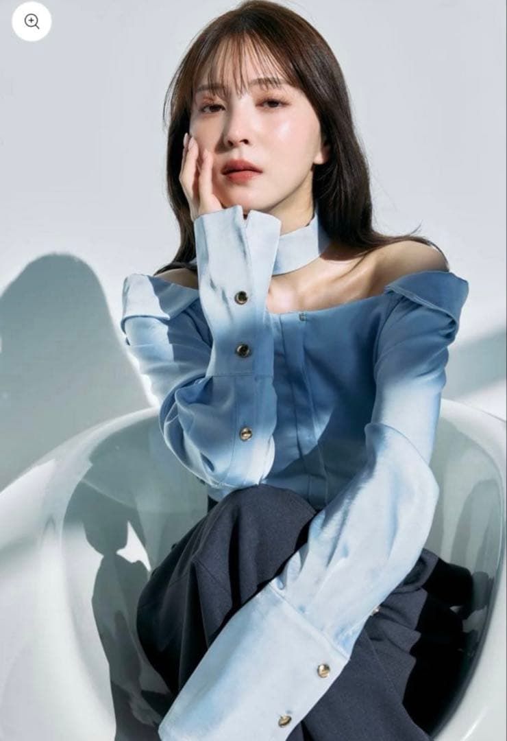 新品 ポローラ ボウタイmany wayオフショルサテンブラウス polaura