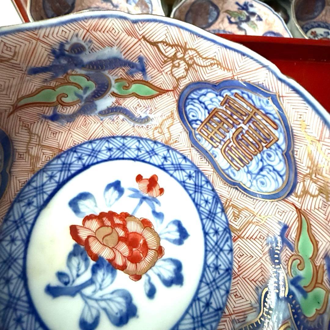 M様へ感謝お嫁入り‼️強運献上手大聖寺伊万里錦手Dragon❌牡丹龍　靏膾皿鉢2客
