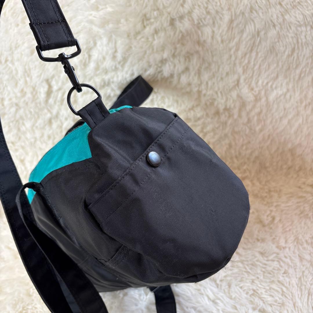 【希少】PORTER ドラム型バッグ ブラック/ターコイズ 美品2way