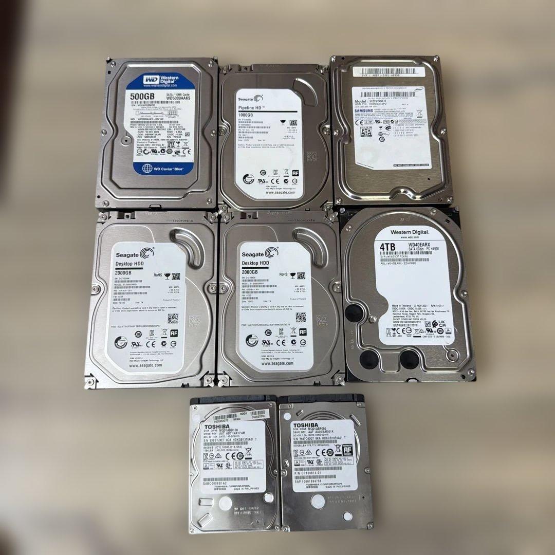 HDDセット 500GB、1TB、2TB、4TB 各種モデル