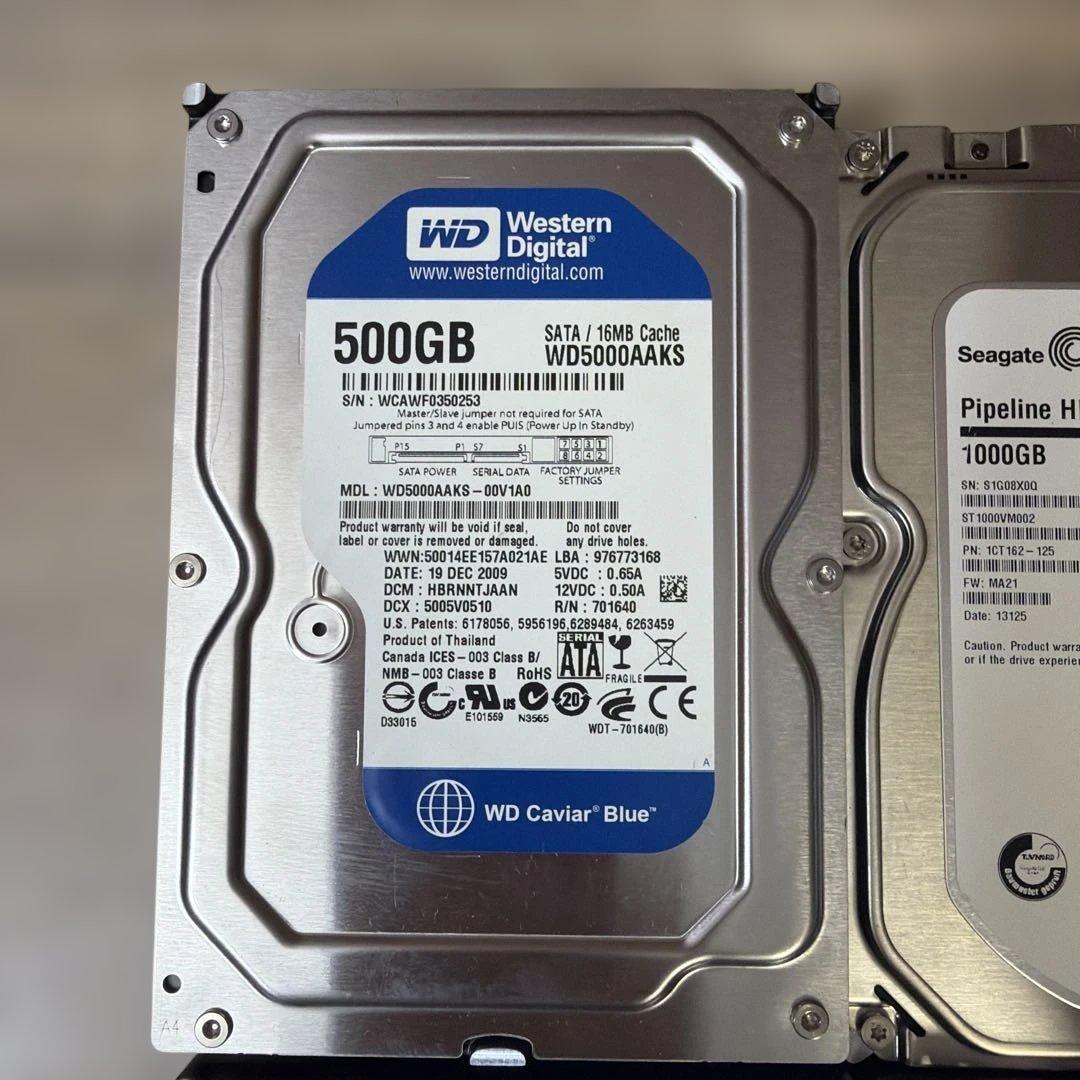 HDDセット 500GB、1TB、2TB、4TB 各種モデル
