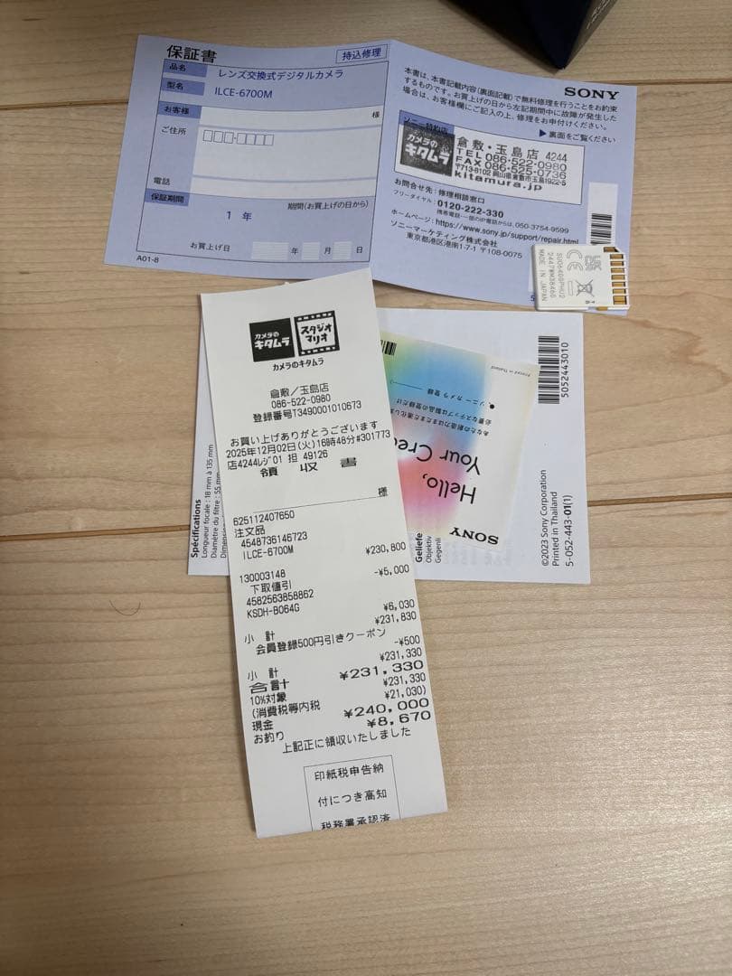 2025/12月購入SONY α6700 高倍率ズームレンズキット
